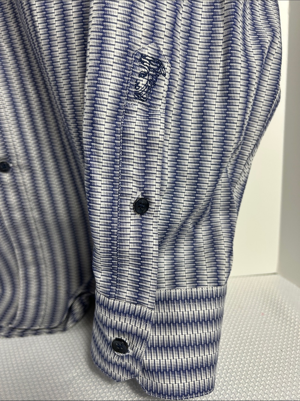 Versace Collection City Fit Men’s Size US Large EU 44 Blue Button Dress Shirt - Picture 3 of 11